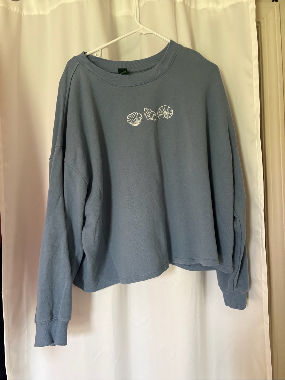 Target Light Blue Crewneck Sweater with White Shell Motif